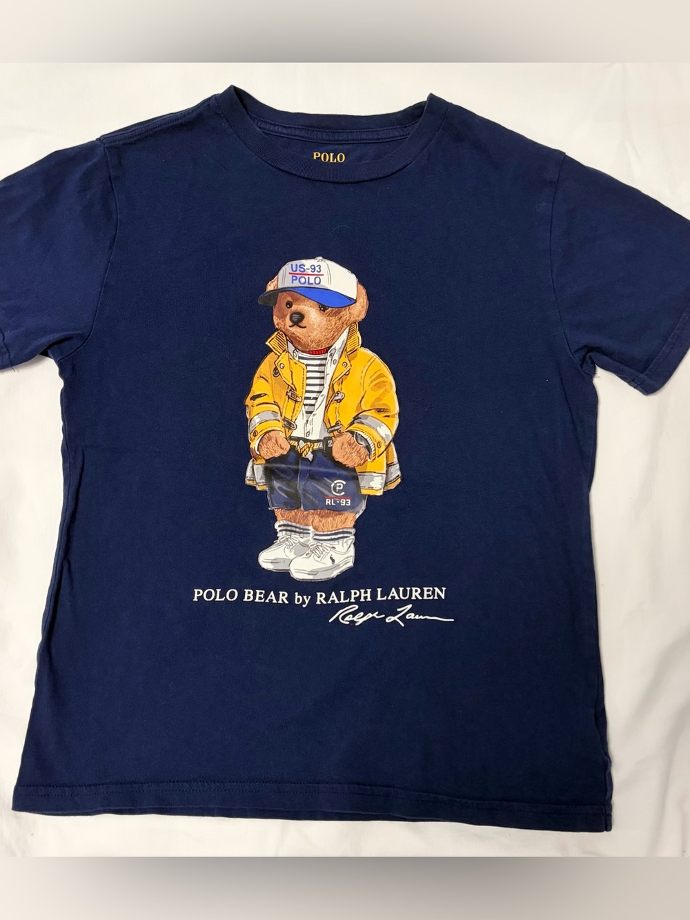 Polo Ralph Lauren Polo bear navy tee shirt sz S (8) EUC smoke free home